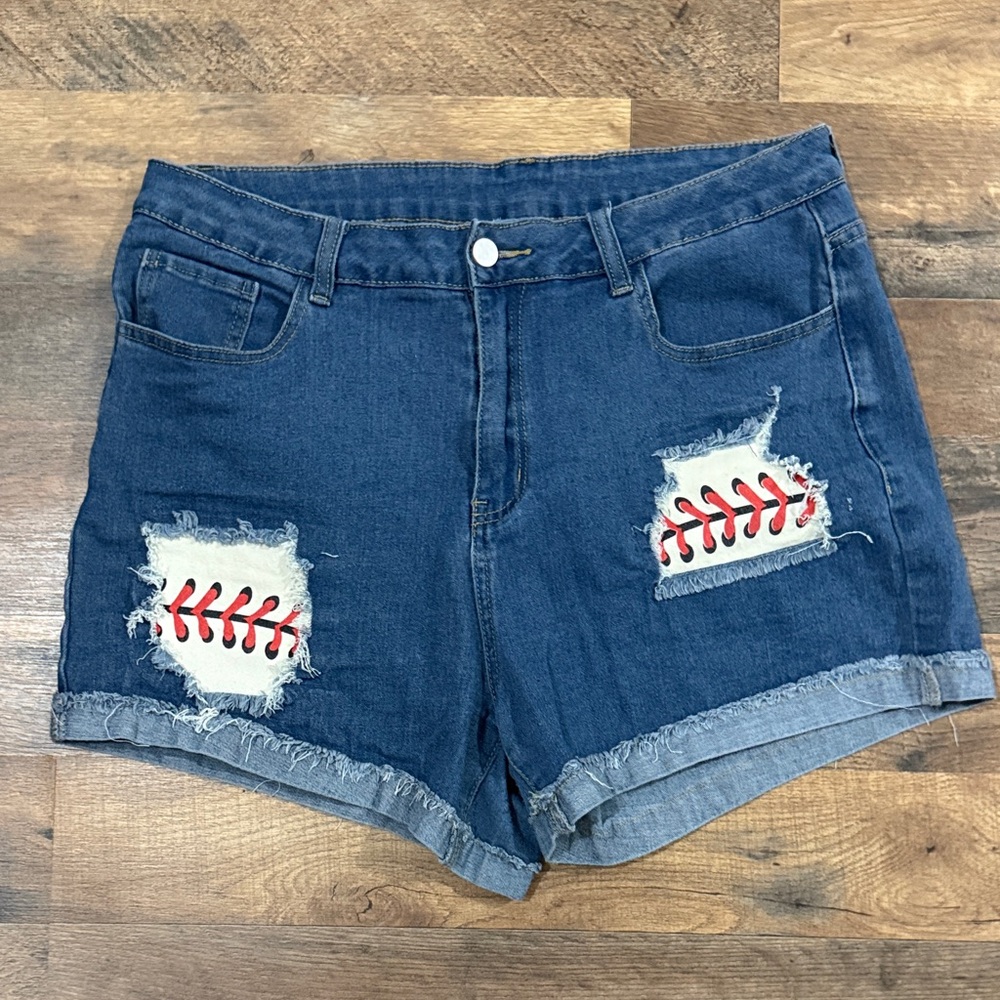 Stylish Denim Baseball Stitch Shorts